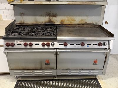 Used commercial gas range cooktop