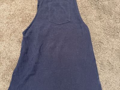 Women's Blue Corduroy Overall Pinafore Dress with Front Pocket Size Medium