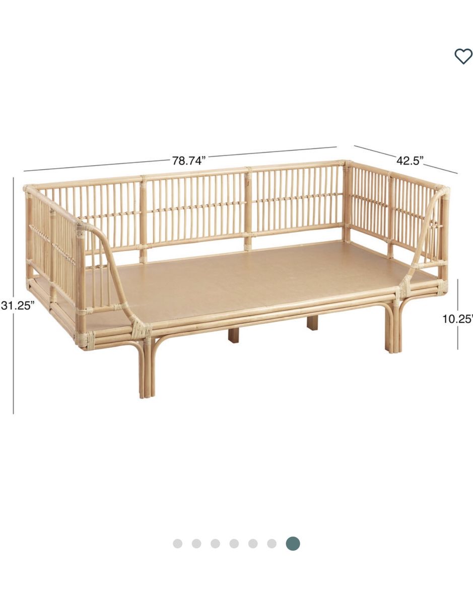 Used Rattan Daybed - Queen Size, Light Wood Color, Mattress Included