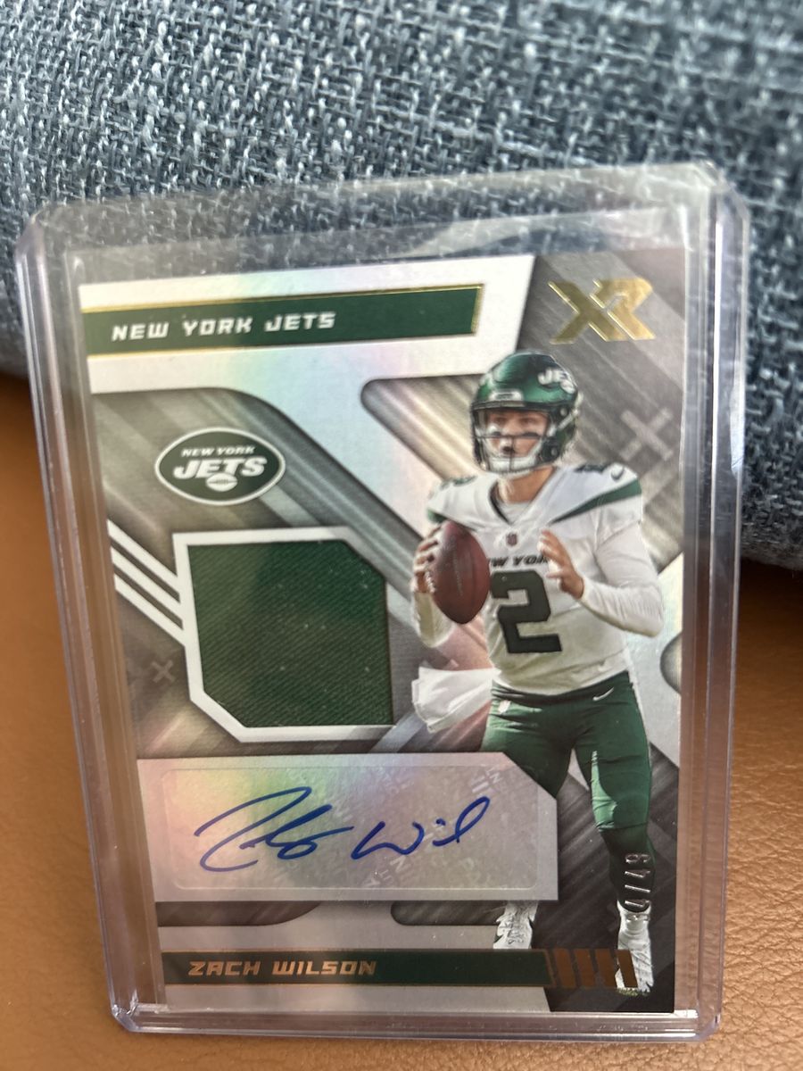 2022 Panini XR Zach Wilson Autograph 34/49 NFL Game Used Patch Card New York Jets Football Auto Certified Panini