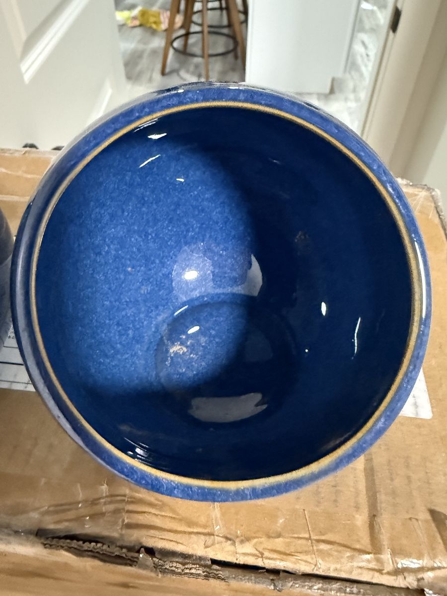 Vintage-Style Cobalt Blue & Gold Ceramic Salt & Pepper Bowls – $20