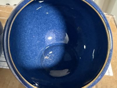 Vintage-Style Cobalt Blue & Gold Ceramic Salt & Pepper Bowls – $20