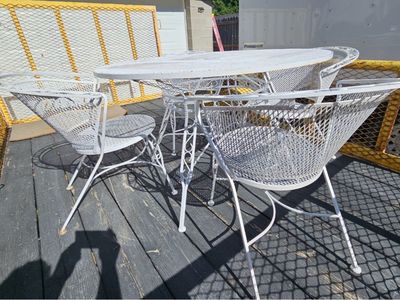MCM Wrought Iron 5 Pcs. Patio Set Vintage