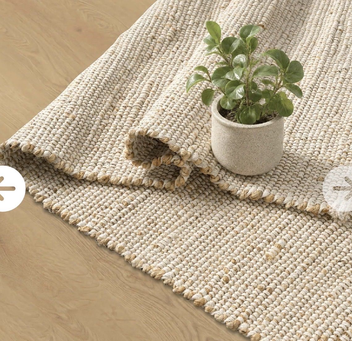 New. 10x14 Handwoven Jute Cotton Area Rug - Natural Textured Indoor Floor Protection