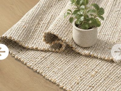 New. 10x14 Handwoven Jute Cotton Area Rug - Natural Textured Indoor Floor Protection