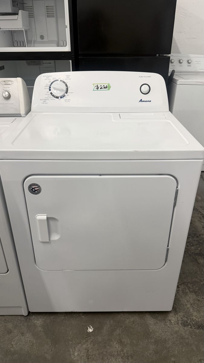 Amana White Electric Dryer - Top Load, Automatic Dryness Control