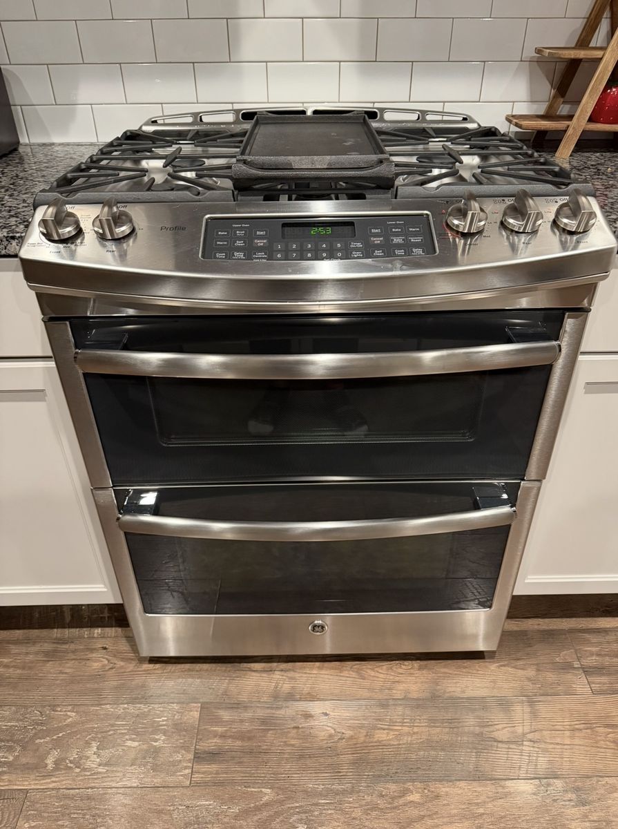 GE Profile 30" Stainless Steel Double Oven Gas Range with Griddle