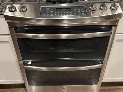 GE Profile 30" Stainless Steel Double Oven Gas Range with Griddle