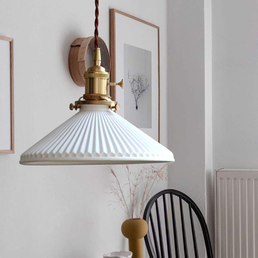 H XD GLOBAL E26 Modern Minimalist Creative Pendant Light, White Ceramic Chandelier, Dining Room Hanging Lamp, Bedroom Bedside