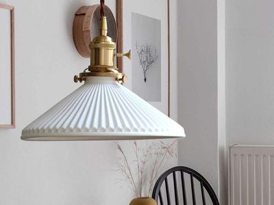 H XD GLOBAL E26 Modern Minimalist Creative Pendant Light, White Ceramic Chandelier, Dining Room Hanging Lamp, Bedroom Bedside