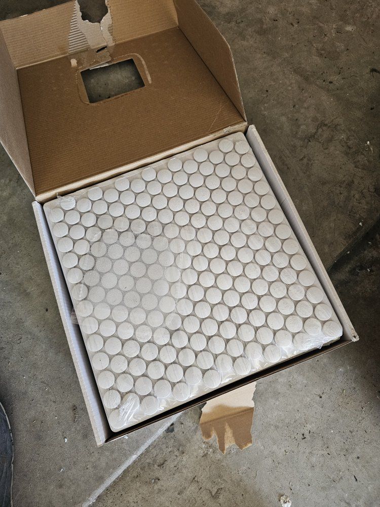 FESTIVAL Unlazed White Penny Round Mosaic Tile - 8.79 sq ft per box, 10.75"x10.75" sheets