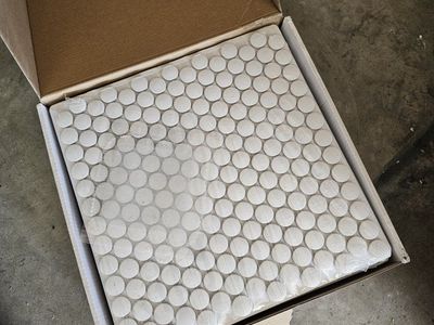 FESTIVAL Unlazed White Penny Round Mosaic Tile - 8.79 sq ft per box, 10.75"x10.75" sheets
