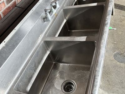 Used stainless steel 3 compartment commercial sink