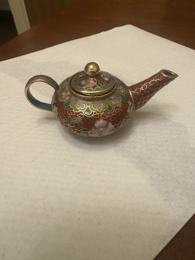 Chinese Miniature Teapot Cloisonn'e Enamel I
