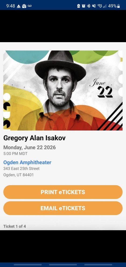 Gregory Alan Isakov Ticket