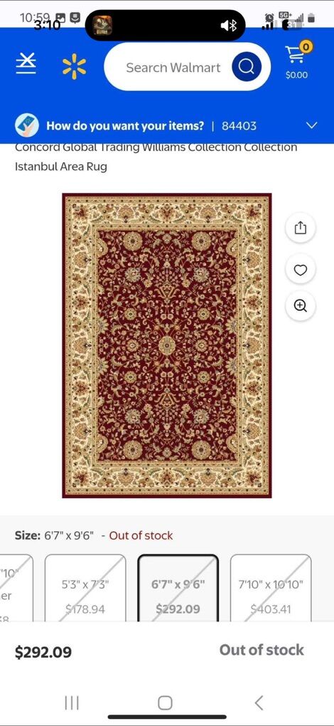 Williams Istanbul Red Area Rug 6'7 x 9'6