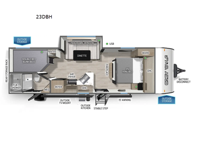 2026 Forest River RV Cherokee Grey Wolf 23DBH Travel Trailer Bunkhouse|Front Bedroom|Outdoor Kitchen|Two Entry/Exit Doors|U