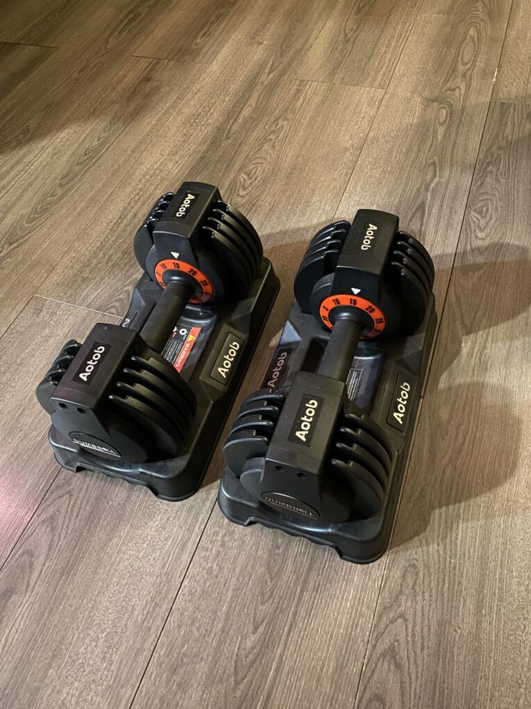 AOTOB 25 LBS (50lbs Total) Adjustable Dumbbell Set