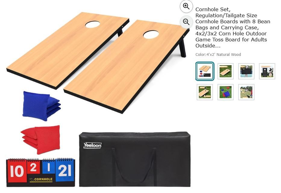 NEW! Cornhole Set Regulation Size 4’ x 2’ w/8 Bean Bags & Carrying Case