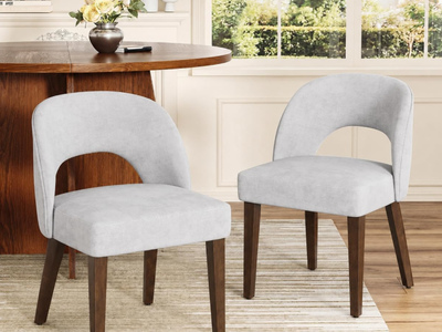 Garvee Dining Chairs Set of 2, Chenille Upholstered Kitchen Chairs white