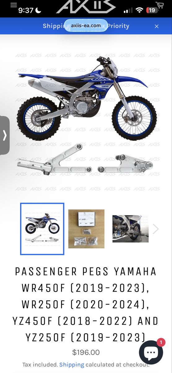 Passenger pegs (AXIS) brand new
