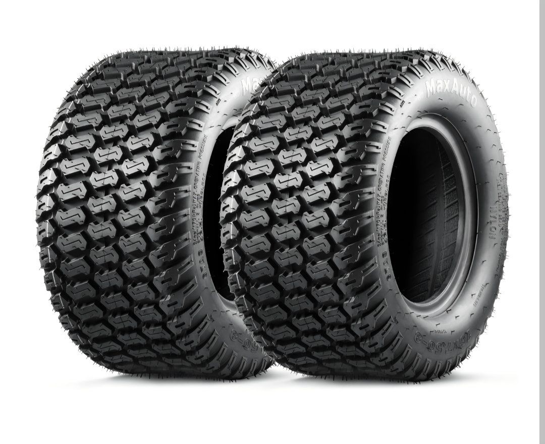 New MaxAuto 16x7.50-8 16x7.5x8 Turf Saver Lawn Mower Tires 4PLY, Set of 2 Riding Lawn Mower, Go-Cart,