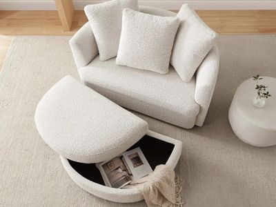 Holley Oversized Fabric Accent Chair with Storage Ottoman 1783227 #101046