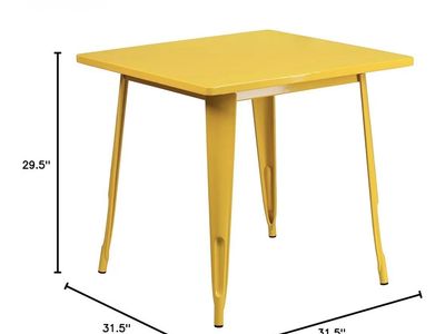 Commercial Grade 31.5" Square Yellow Metal table.