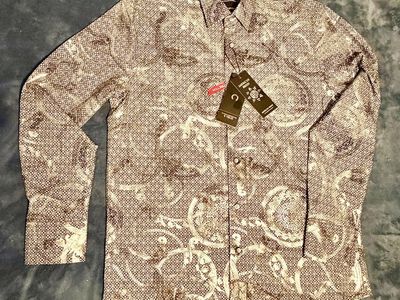 American Breed Men's M Black gray silver White Paisley Long Sleeve Button-Up Smart Shirt NWT