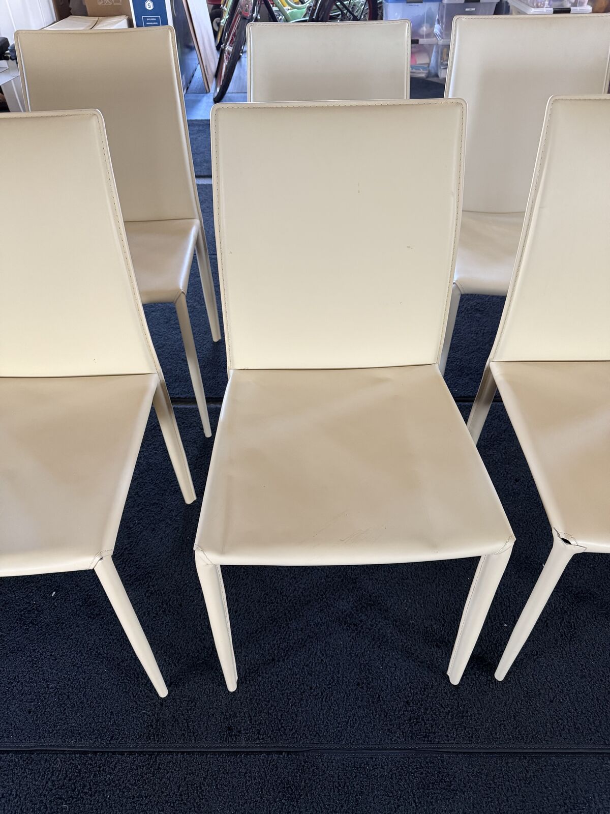 Cream Leather Side Chairs