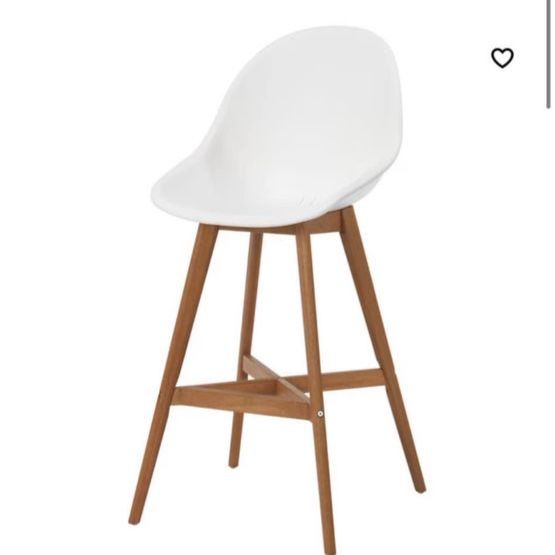 IKEA FANBYN Bar Stools (2) - White/Wood, Indoor/Outdoor, 25 1/4" Counter Height