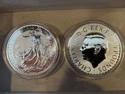 Silver British 5-oz Britanniis SS Tilawa coin 2025