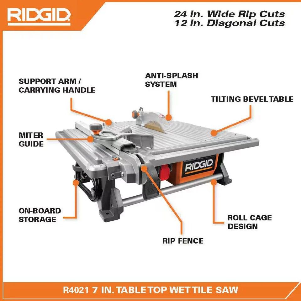 RIDGID R4021 7 In. Table Top Wet Tile Saw