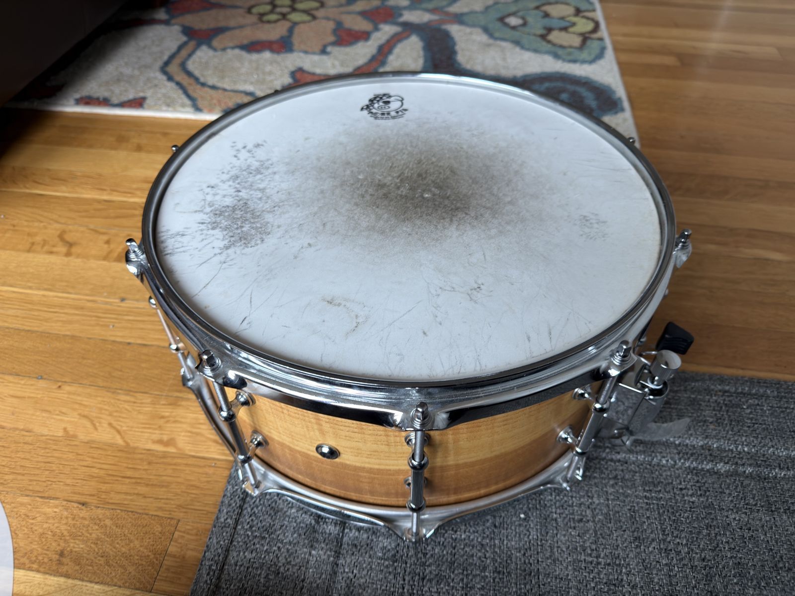 Pork pie Snare drum 14x6.5 Sounds amazing Birch/Ash