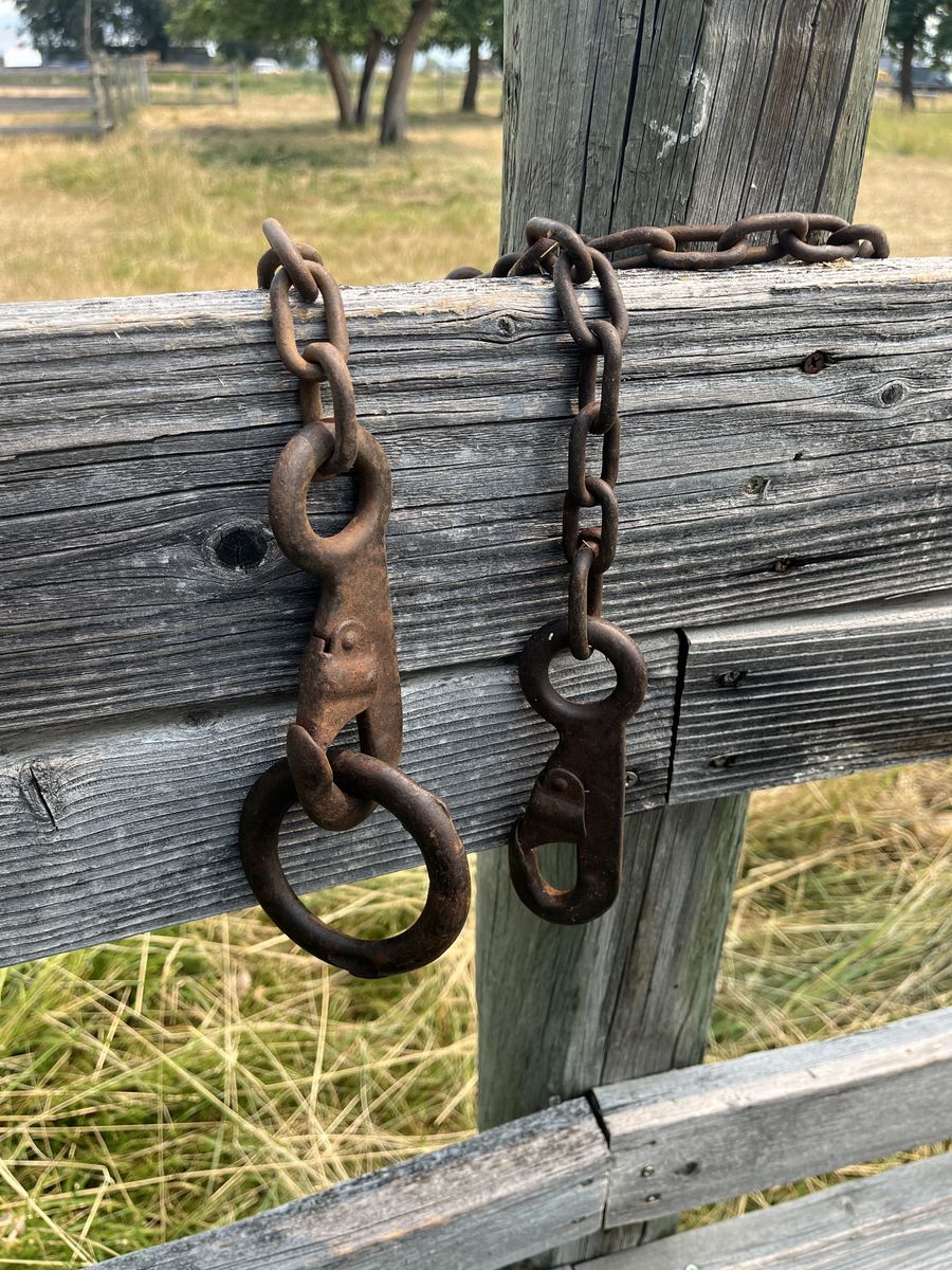 Cool Display Item-5 1/2 Feet Long Metal Chain-Two Safety Hooks and A Metal Ring-Rustic