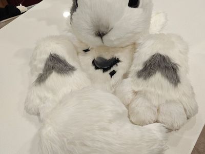 White and Gray Rabbit Bunny Fursuit Partial Costume Head Paws and Tail Set furry