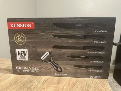 Kunsion KS-063 6-Piece Daily Use Sharp Knives Set with Ceramic Peeler - Chef, Slicer, Bread, Utility, Paring