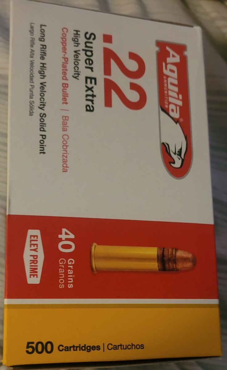 Aguila .22 Super Extra HV Long Rifle 40 Grain Copper-Plated Solid Point 500 Cartridges