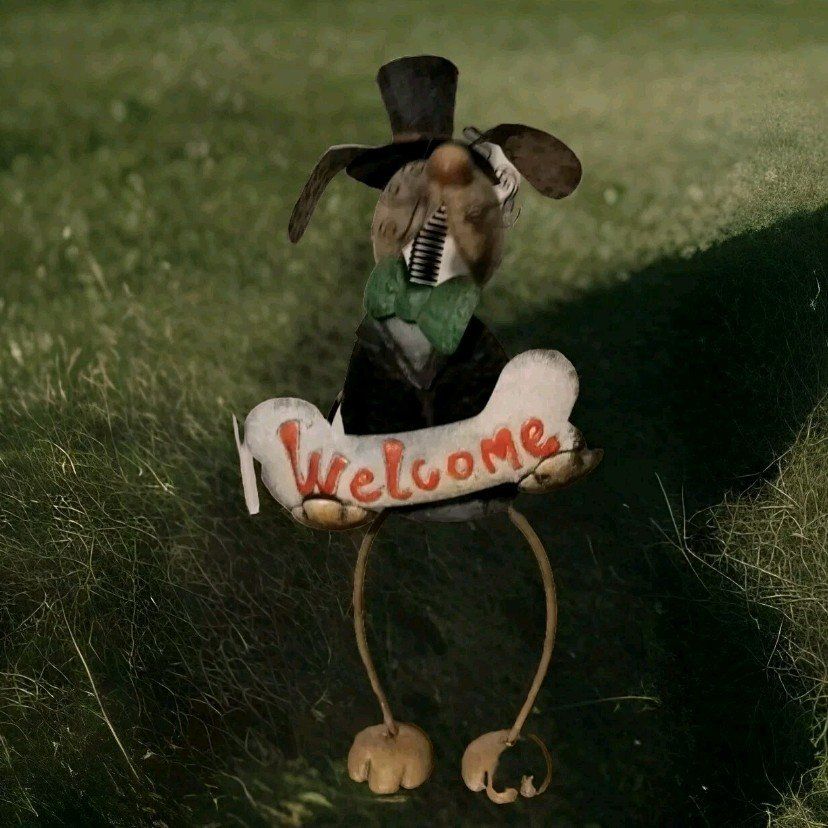 Rustic 29" Tall Yard Art Bobble Head Metal Statue