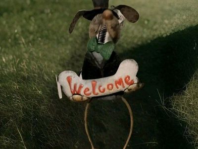 Rustic 29" Tall Yard Art Bobble Head Metal Statue