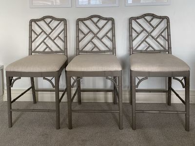 3 barstools for the price of 1! Ballard Design Dayna warm gray bamboo barstools
