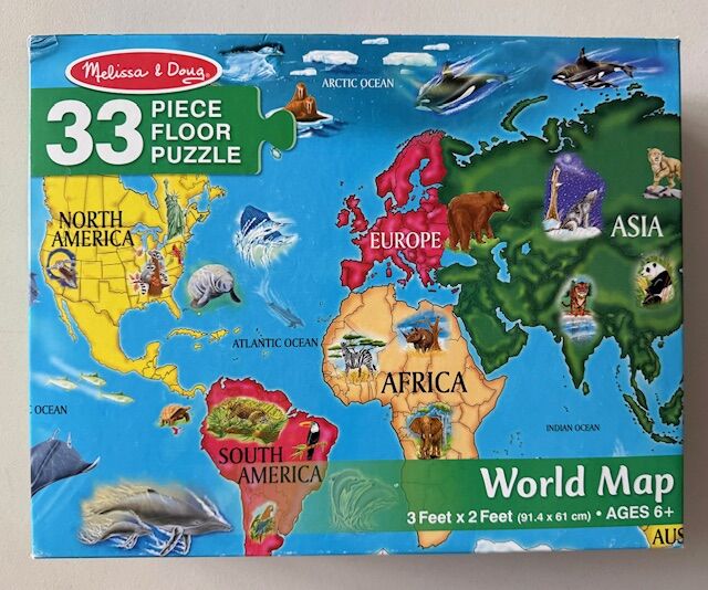 33 Piece Floor Puzzle, World Map, by Melissa & Doug