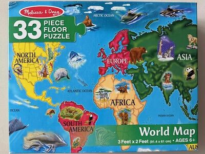 33 Piece Floor Puzzle, World Map, by Melissa & Doug