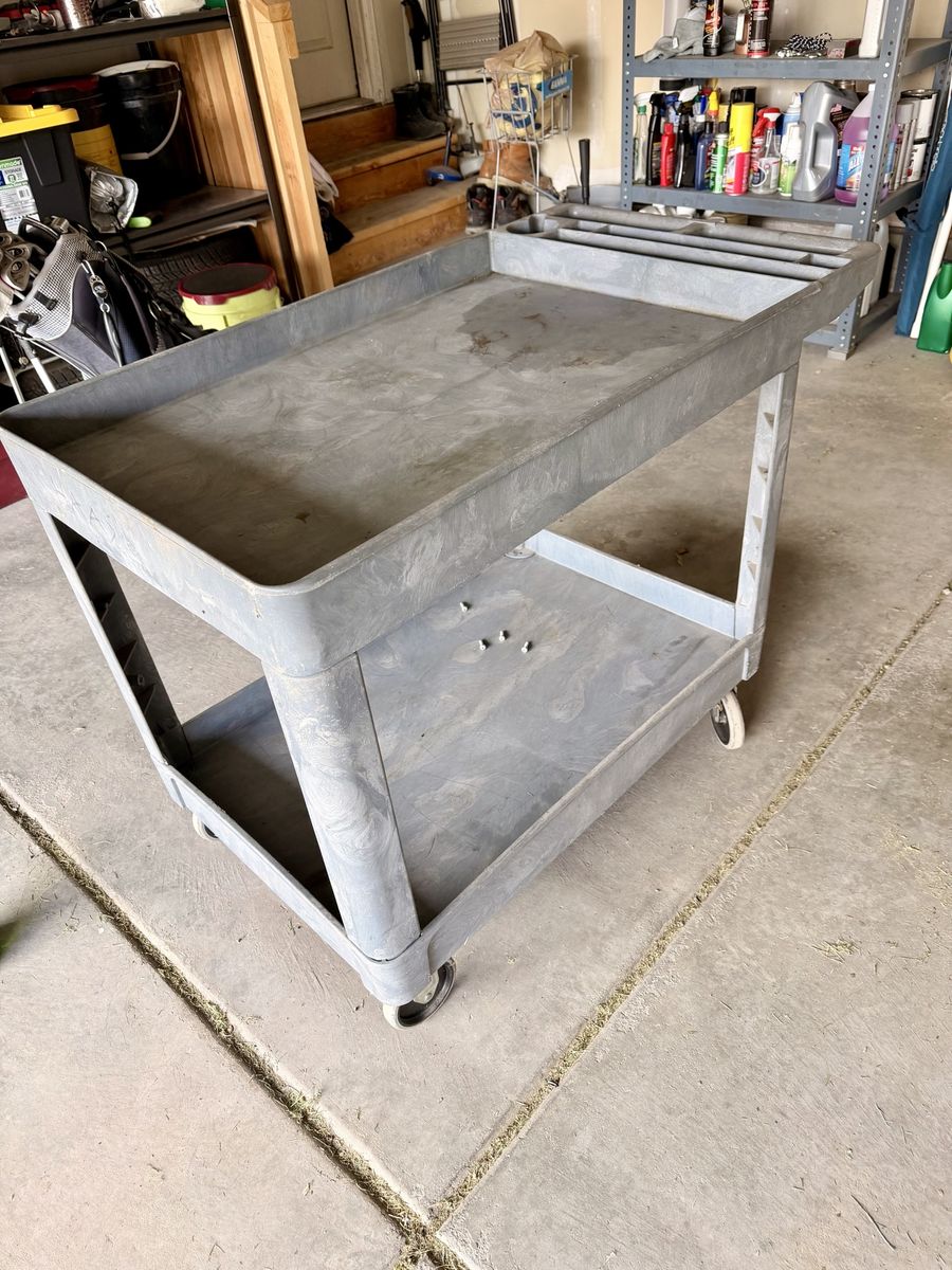 Rubbermaid Heavy-Duty 2-Shelf Utility Cart with Wheels - Gray