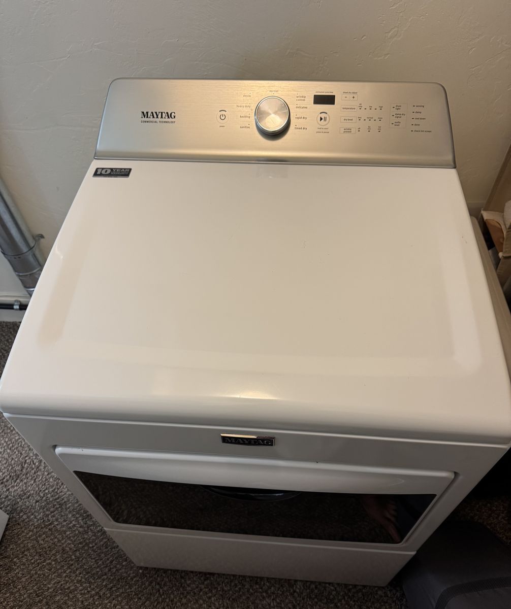 Maytag White Electric Dryer with 10-Year Warranty when new