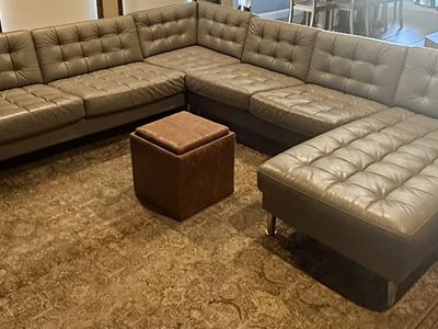 IKEA Gray Leather Modular Sectional – Excellent Condition –