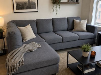 Dark Gray Sectional Couch (L-Shaped) - Free Delivery