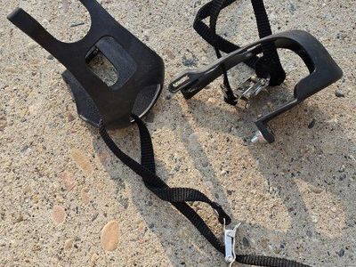Bicycle Toe Clips with Adjustable Straps Set of 2