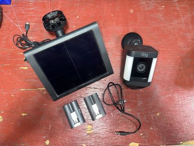 Ring Spotlight Cam Battery with Solar Panel, 2 Rechargeable Batteries, and Cable