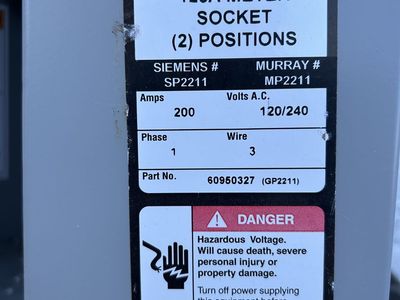 Siemens SP2211 / Murray MP2211 125A Meter Socket 2 Positions
